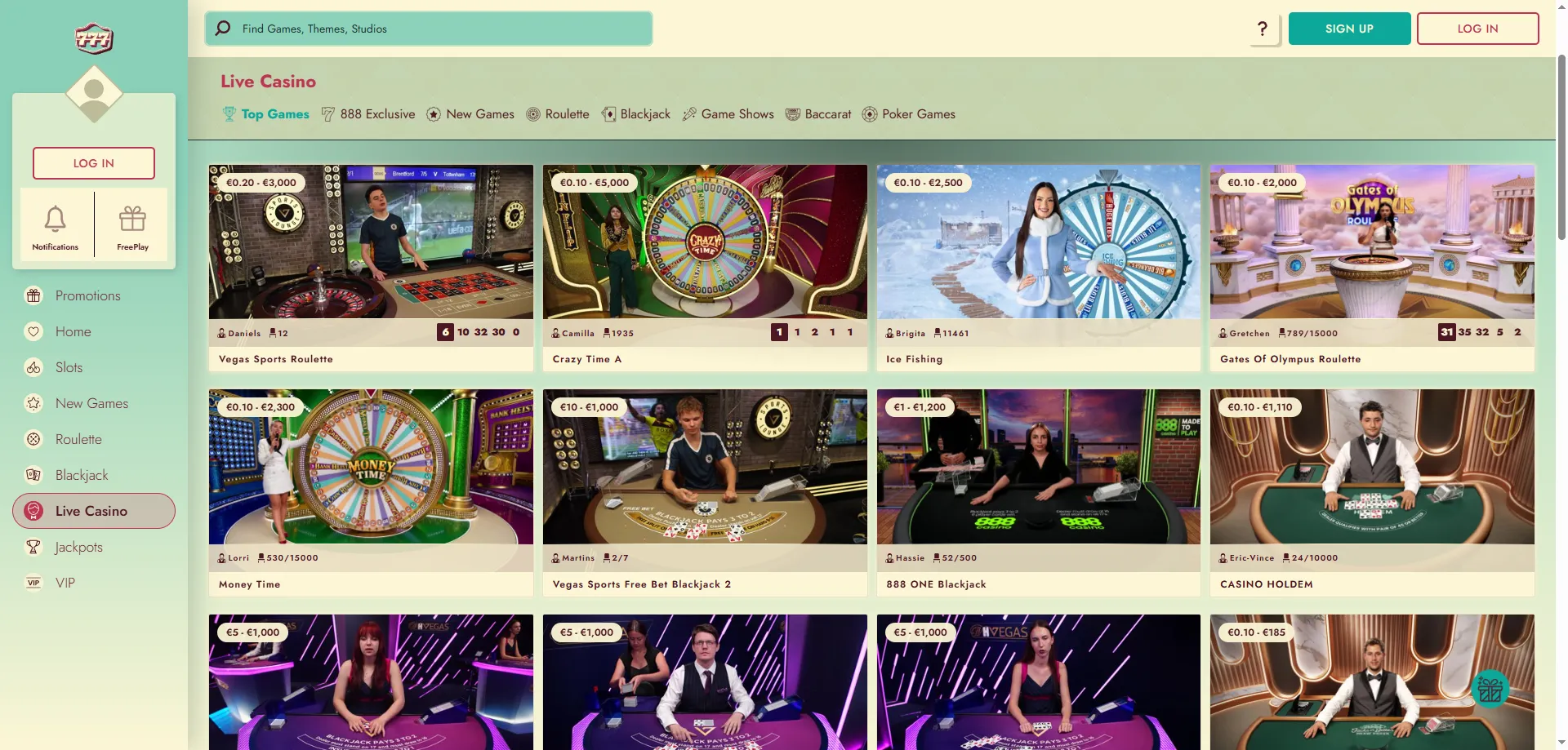777 Casino live dealer tables — roulette, blackjack, and baccarat